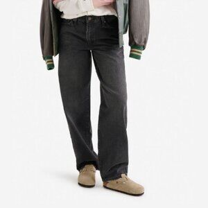 LEVI'S Baggy Dad Jeans 30" Premium Mid-Rise Relaxed Fit Washed Black Women's 32